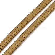 Electroplated Frosted Non-magnetic Synthetic Hematite Beads Strands, Rectangle, 2-Hole, Golden Plated, 5x2x2mm, Hole: 0.8mm, about 193pcs/strand, 8.27 inch(21cm)(G-G089-A01-04)
