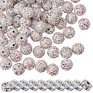 100Pcs Polymer Clay Rhinestone Round Beads, with 10Pcs Iron Rhinestone Spacer Beads, Crystal, PP13(1.9~2mm), 6 Rows Rhinestone, 10mm, Hole: 1.5mm, 110pcs/box(RB-SZ0001-04)