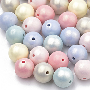Spray Painted Style Acrylic Beads, Rubberized, Round, Mixed Color, 13x14mm, Hole: 2.5mm, about 350pcs/500g(MACR-T010-14mm)