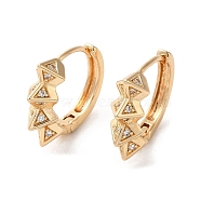 Brass Micro Pave Cubic Zirconia Hoop Earrings, Diamond Shape, Light Gold, 16.5x6mm(EJEW-C073-23KCG)