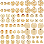 Elite 120Pcs 12 Styles Brass and Alloy Spacer Beads, Round, Real 18K Gold Plated, 3.5~8x3~7.3mm, Hole: 2~6mm, 10pcs/style(FIND-PH0017-39)