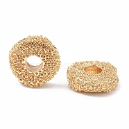 Brass Beads, Textured, Flat Round, Real 18K Gold Plated, 6x2mm, Hole: 2mm(KK-P223-30G)