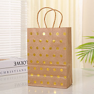 Polka Dot Pattern Rectangle Paper Bags, with Handles, for Gift Shopping Bags, Peru, 8x15x21cm(CON-PW0001-122E)