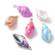 Plating UV Acrylic Pendants, Conch, Mixed Color, 43.5x22x18mm, Hole: 2.7mm(OACR-B020-08)