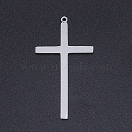 201 Stainless Steel Laser Cut Pendants, Cross, Stainless Steel Color, 44x24x1mm, Hole: 1.4mm(STAS-S105-T926-1)