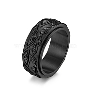 Eye Pattern 304 Stainless Steel Rotating Finger Ring, Fidget Spinner Ring for Calming Worry Meditation, Black, US Size 10(19.8mm)(PW-WG15888-23)