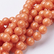 Natural Mashan Jade Round Beads Strands, Dyed, Tomato, 8mm, Hole: 1mm, about 51pcs/strand, 15.7 inch(G-D263-8mm-XS21)