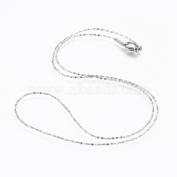 304 Stainless Steel Chain Necklaces, with 304 Stainless Steel Clasps, Stainless Steel Color, 18.1 inch(46cm), 1mm(NJEW-F248-06A-P)