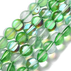 Synthetic Moonstone Beads Strands, Round, Green, 10mm, Hole: 1mm, about 19pcs/strand, 7.48 inch(19cm)(G-P528-J03-14)