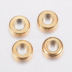 Ion Plating(IP) 304 Stainless Steel Beads, Flat Round, Golden, 4x1mm, Hole: 2mm(STAS-H426-01G-4MM)