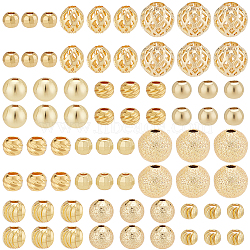 Elite 120Pcs 12 Styles Brass and Alloy Spacer Beads, Round, Real 18K Gold Plated, 3.5~8x3~7.3mm, Hole: 2~6mm, 10pcs/style(FIND-PH0017-39)