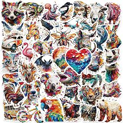 Animal Theme PVC Sticker Labels, Self-adhesive Waterproof Decals, for Suitcase, Skateboard, Refrigerator, Helmet, Mobile Phone Shell, Mixed Color, 30~60mm, 50pcs/set(PW-WG26818-01)