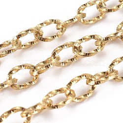 3.28 Feet Ion Plating(IP) 304 Stainless Steel Cable Chains, Textured, Unwelded, Oval, Golden, 5.5mm(X-CHS-L019-02G)