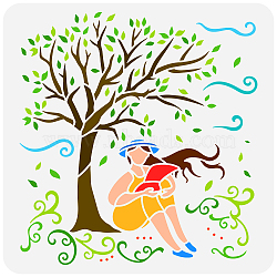 PET Hollow Out Drawing Painting Stencils, for DIY Scrapbook, Photo Album, Tree Pattern, 30x30cm(DIY-WH0391-0457)