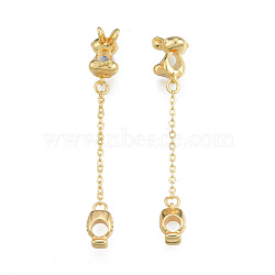 Brass Beads, with Chain, Nickel Free, Rabbit with Carrot, Real 18K Gold Plated, 58mm(KK-N233-436)