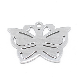 304 Stainless Steel Stamping Blank Tag Pendants, Butterfly, Stainless Steel Color, 17x24x1mm, Hole: 2mm(STAS-T008-001)
