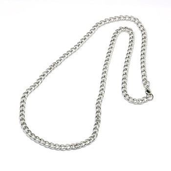 304 Stainless Steel Curb Chain/Twisted Chain Necklace Making, with Lobster Claw Clasps, Stainless Steel Color, 22 inch~24 inch(55.9~61cm), 5.5mm