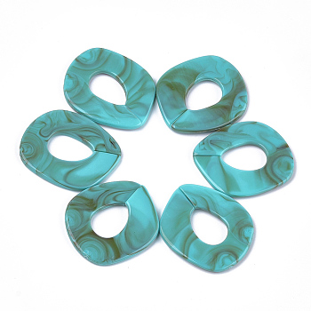 Acrylic Linking Rings, Quick Link Connectors, For Jewelry Chains Making, Imitation Gemstone Style, Light Sea Green, 51.5x45x3.5mm, Hole: 23x16mm