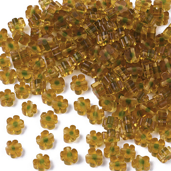 Glass Beads, Flower, Goldenrod, 4~6x4~6x2~3mm, Hole: 1mm