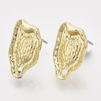 Alloy Stud Earring Findings, with Steel Pins and Hole, Light Gold, 18x10.5mm, Hole: 1.8mm, Pin: 0.7mm