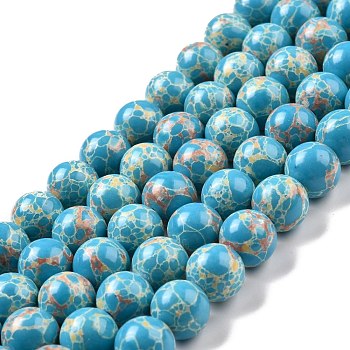 Synthetic Imperial Jasper Beads Strands, Dyed, Round, Sky Blue, 10mm, Hole: 1.4mm, about 38pcs/strand, 14.57''(37cm)