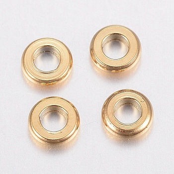 Ion Plating(IP) 304 Stainless Steel Beads, Flat Round, Golden, 4x1mm, Hole: 2mm
