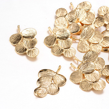 Brass Pendants, Leaf, Light Gold, 29x20x1.5mm, Hole: 2mm