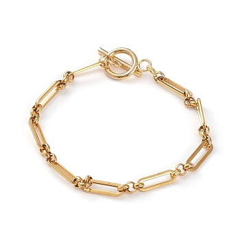 304 Stainless Steel Figaro Chain Bracelets, with Toggle Clasps, Golden, 7-1/2 inch(19cm)