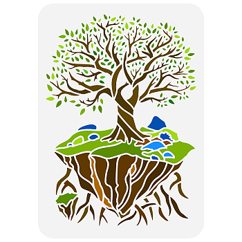 Plastic Drawing Painting Stencils Templates, for Painting on Scrapbook Fabric Tiles Floor Furniture Wood, Rectangle, Tree of Life Pattern, 29.7x21cm