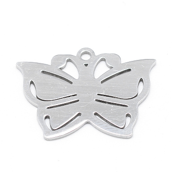 304 Stainless Steel Stamping Blank Tag Pendants, Butterfly, Stainless Steel Color, 17x24x1mm, Hole: 2mm