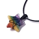 Adjustable Natural Mixed Stone Star Pendant Necklace(NJEW-B086-03M)-4