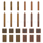 96Pcs 8 Styles Metal Tags, Brass Stamping Blank Tag Pendants, Rectangle/Square, Mixed Color, 20~67x7~20x0.5mm, Hole: 1~2mm, 12pcs/style(KK-ME0001-42)