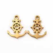 Ion Plating(IP) 304 Stainless Steel Pendants, Anchor & Helm Charms, Golden, 17x13x1.4mm, Hole: 1.8mm(STAS-M089-30G)