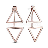 SHEGRACE Simple Fashion Real Rose Gold Plated Stud Earrings, with Double Triangles, 32x16mm(JE352A)