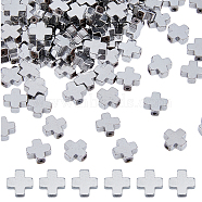 2 Strands Grade A Electroplate Non-magnetic Synthetic Hematite Cross Beads Strands, Platinum Plated, 8x8mm, Hole: 1mm, about 47pcs/strand, 16.54''(42.01cm)(G-DC0001-32)