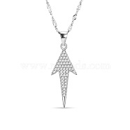 SHEGRACE Luxurious 925 Sterling Silver Pendant Necklace, with Micro Pave 5A Cubic Zirconia Arrow Pendant, Silver, 17.7 inch(JN184A)