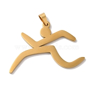 304 Stainless Steel Pendants, Laser Cut, Bicycle Charm, Real 18K Gold Plated, 25.5x38x1mm, Hole: 6x3mm(STAS-U010-24G)