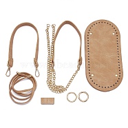 PU Leather DIY Purse Knitting Making Kit, including Curb Chain Strap, Spring Gate Rings, Strap with Swivel Clasp, Bottom and Drawstring Accessories, Tan, 7pcs/set(DIY-WH0319-68)