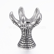316 Surgical Stainless Steel Beads, Claw, Antique Silver, 16x13.5x13mm, Hole: 3mm(STAS-G153-18AS)