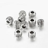 Large Hole Beads, Alloy European Beads, Antique Silver, Lead Free and Cadmium Free & Nickel Free, Rondelle, Size: about 9.5mm in diameter, 7mm thick, hole: 4mm(X-LF11511Y-NF)
