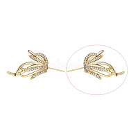 Brass Micro Pave Clear Cubic Zirconia Fishtail Head Pins, for Baroque Pearl Making, Golden, 36x14mm(BAPE-PW0002-10A-G)