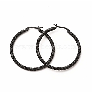 304 Stainless Steel Twist Rope Hoop Earrings for Women, Electrophoresis Black, 40x3mm, Pin: 1~1.5x0.7mm(EJEW-C011-02EB)