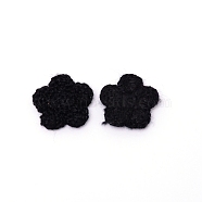 Handmade Wool Yarn Knitting Ornament Accessories, for DIY Craft Making, Flower, Black, 15x3mm(DIY-WH0187-01A)