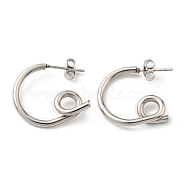 304 Stainless Steel Twist Knot Stud Earrings for Women, Stainless Steel Color, 20x4.5mm(EJEW-F319-09P)