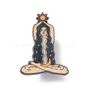 Sun Moon Witchy Woman Alloy Enamel Pin Brooch, for Backpack Clothes, Beige, 40x29x2mm(JEWB-R268-06)