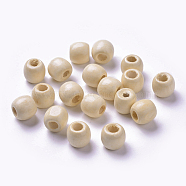 Dyed Natural Wood Beads, Barrel, Lead Free, Lemon Chiffon, 11x12mm, Hole: 3~5mm(X-WOOD-Q007-12mm-09-LF)