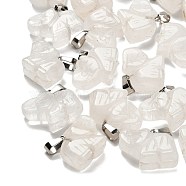 Natural Quartz Crystal Pendants, with 201 Stainless Steel Finding, Elephant, 19x22x10mm, Hole: 4x8mm(G-B127-05P-14)