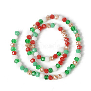 Christmas Theme Glass Beads Strands, Faceted, Abacus, Colorful, 6x5mm, Hole: 1mm, about 89~93pcs/strand, 17.01~17.52 inch(43.2~44.5cm)(GLAA-G095-01B)