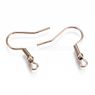 304 Stainless Steel Earring Hooks, Ear Wire, with Horizontal Loop, Cadmium Free & Nickel Free & Lead Free, Rose Gold, 20~22x22mm, Hole: 2mm, 21 Gauge, Pin: 0.7mm(STAS-S111-001RG-NR)