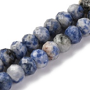 Natural Blue Spot Jasper Beads Strands, Faceted, Rondelle, 8x6mm, Hole: 1mm, about 63~64pcs/strand, 14.96''~15.35''(38~39cm)(G-K380-A02-01)